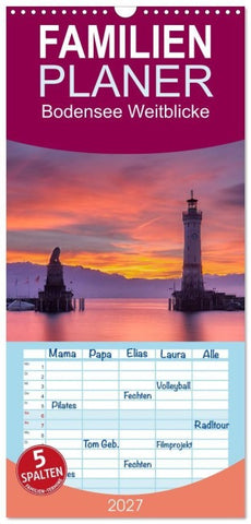 Familienplaner 2027 - Bodensee Weitblicke mit 5 Spalten (Wandkalender, 21 x 45 cm) CALVENDO