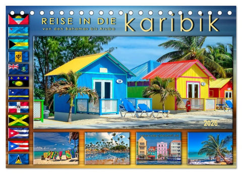 Reise in die Karibik - von den Bahamas bis Aruba (Tischkalender 2026 DIN A5 quer), CALVENDO Monatskalender