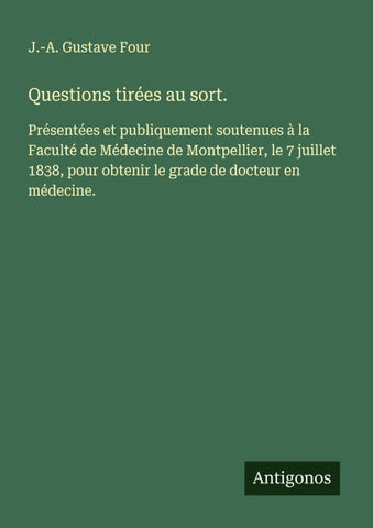 Questions tirées au sort.