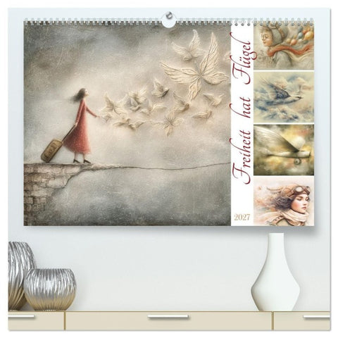 Freiheit hat Flügel (hochwertiger Premium Wandkalender 2027 DIN A2 quer), Kunstdruck in Hochglanz