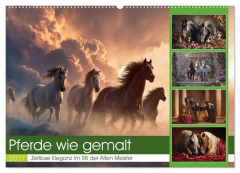 Pferde wie gemalt (Wandkalender 2027 DIN A2 quer), CALVENDO Monatskalender