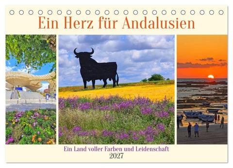 Ein Herz für Andalusien (Tischkalender 2027 DIN A5 quer), CALVENDO Monatskalender