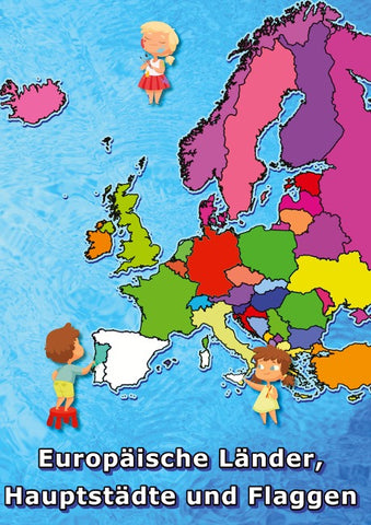Europäische Länder, Hauptstädte und Flaggen malen und lernen