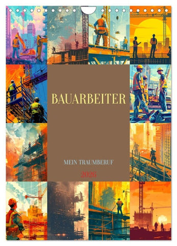 Bauarbeiter - Mein Traumberuf (Wandkalender 2026 DIN A4 hoch), CALVENDO Monatskalender