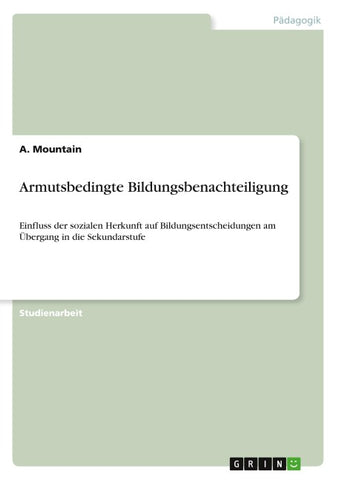 Armutsbedingte Bildungsbenachteiligung