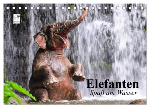 Elefanten. Spaß am Wasser (Tischkalender 2026 DIN A5 quer), CALVENDO Monatskalender