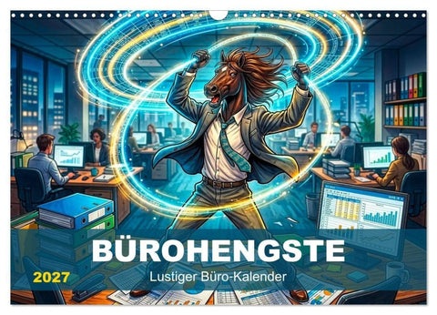 Bürohengste - Lustiger Büro¿Kalender (Wandkalender 2027 DIN A3 quer), CALVENDO Monatskalender