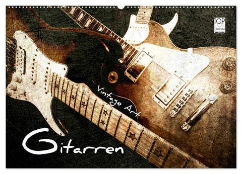 GITARREN Vintage Art (Wandkalender 2026 DIN A2 quer), CALVENDO Monatskalender