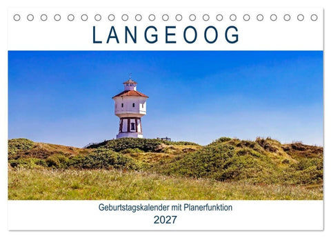 Langeoog Geburtstagskalender (Tischkalender 2027 DIN A5 quer), CALVENDO Monatskalender
