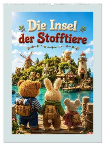 Die Insel der Stofftiere (Wandkalender 2027 DIN A2 hoch), CALVENDO Monatskalender