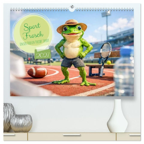 Sportfrosch (hochwertiger Premium Wandkalender 2027 DIN A2 quer), Kunstdruck in Hochglanz