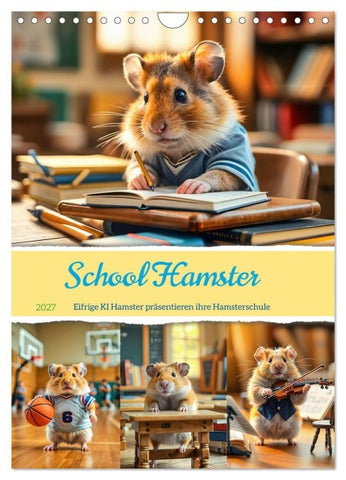 School Hamster - Eifrige KI Hamster präsentieren ihre Hamsterschule (Wandkalender 2027 DIN A4 hoch), CALVENDO Monatskalender