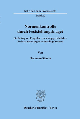 Normenkontrolle durch Feststellungsklage?