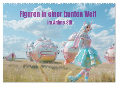 Figuren in einer bunten Welt - Im Anime-Stil (Wandkalender 2027 DIN A2 quer), CALVENDO Monatskalender