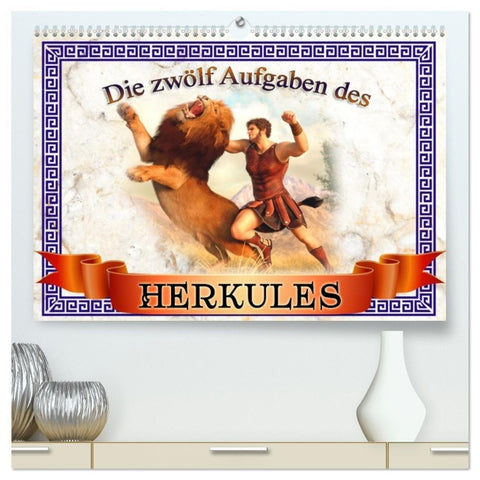 Die zwölf Aufgaben des Herkules (hochwertiger Premium Wandkalender 2026 DIN A2 quer), Kunstdruck in Hochglanz
