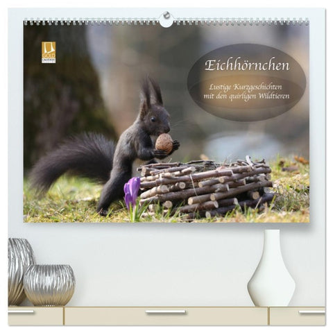 Eichhörnchen - Lustige Kurzgeschichten mit den quirligen Wildtieren (hochwertiger Premium Wandkalender 2026 DIN A2 quer), Kunstdruck in Hochglanz