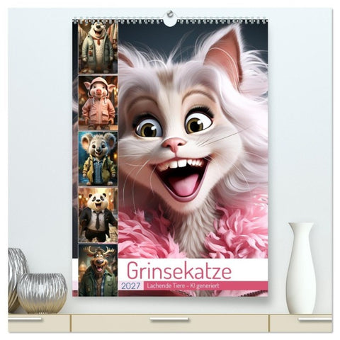 Grinsekatze (hochwertiger Premium Wandkalender 2027 DIN A2 hoch), Kunstdruck in Hochglanz