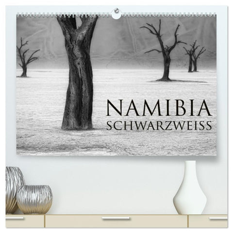 Namibia schwarzweiß (hochwertiger Premium Wandkalender 2026 DIN A2 quer), Kunstdruck in Hochglanz