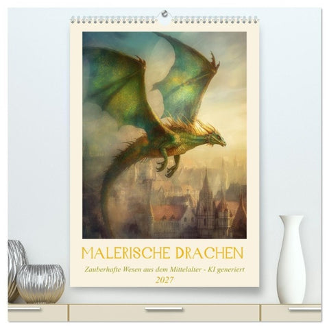 Malerische Drachen (hochwertiger Premium Wandkalender 2027 DIN A2 hoch), Kunstdruck in Hochglanz