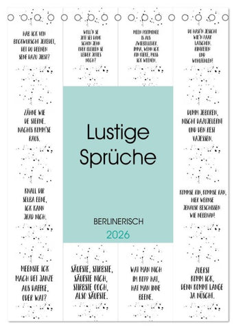 BERLINERISCH Lustige Sprüche (Tischkalender 2026 DIN A5 hoch), CALVENDO Monatskalender