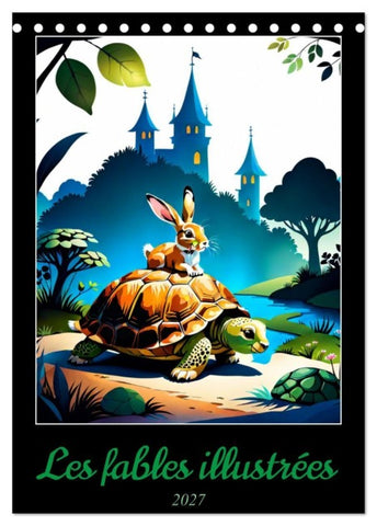 Les fables illustrées (Calendrier de bureau 2027 DIN A5 horizontal), CALVENDO calendrier mensuel