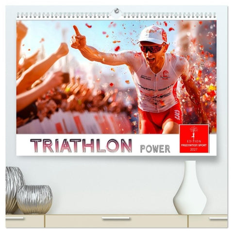Triathlon Power (hochwertiger Premium Wandkalender 2027 DIN A2 quer), Kunstdruck in Hochglanz