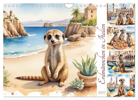 Erdmännchen in Italien (Wandkalender 2027 DIN A4 quer), CALVENDO Monatskalender