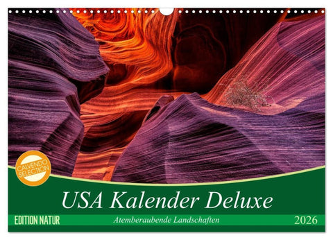 USA Kalender Deluxe (Wandkalender 2026 DIN A3 quer), CALVENDO Monatskalender