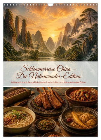 Schlemmerreise China - Die Naturwunder-Edition (Wandkalender 2027 DIN A3 hoch), CALVENDO Monatskalender