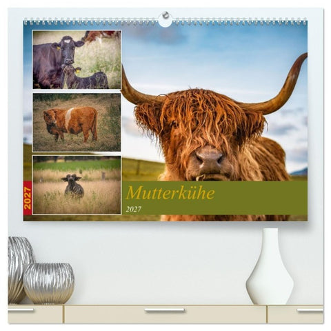 Mutterkühe (hochwertiger Premium Wandkalender 2027 DIN A2 quer), Kunstdruck in Hochglanz