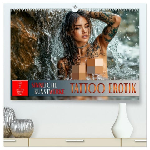 Tattoo Erotik - Sinnliche Kunstwerke (hochwertiger Premium Wandkalender 2027 DIN A2 quer), Kunstdruck in Hochglanz