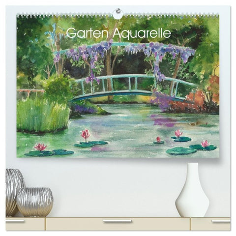 Garten Aquarelle (hochwertiger Premium Wandkalender 2027 DIN A2 quer), Kunstdruck in Hochglanz