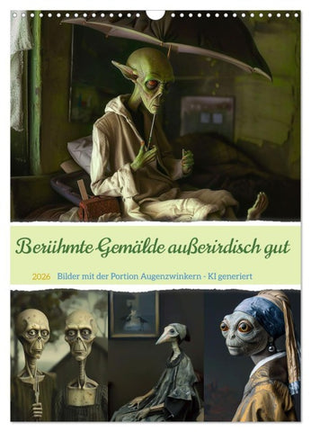 Berühmte Gemälde außerirdisch gut (Wandkalender 2026 DIN A3 hoch), CALVENDO Monatskalender