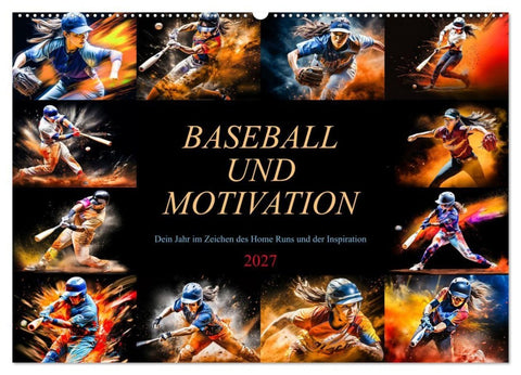 Baseball und Motivation (Wandkalender 2027 DIN A2 quer), CALVENDO Monatskalender