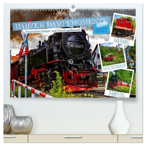 Harzer Dampfmomente (hochwertiger Premium Wandkalender 2027 DIN A2 quer), Kunstdruck in Hochglanz