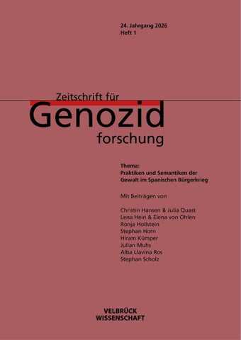 Zeitschrift für Genozidforschung, 24. Jahrgang 2026, Heft 1