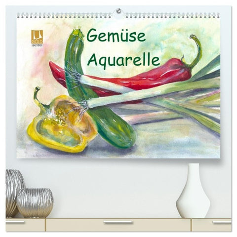 Gemüse Aquarelle (hochwertiger Premium Wandkalender 2027 DIN A2 quer), Kunstdruck in Hochglanz