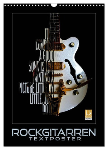 Rockgitarren Textposter (Wandkalender 2027 DIN A3 hoch), CALVENDO Monatskalender