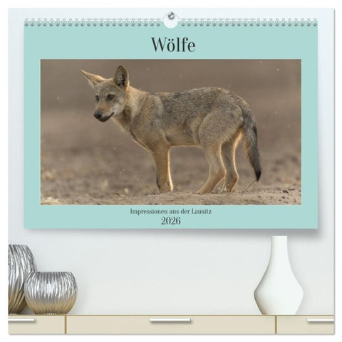 Wölfe, Impressionen aus der Lausitz (hochwertiger Premium Wandkalender 2026 DIN A2 quer), Kunstdruck in Hochglanz