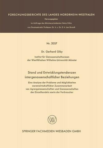Stand und Entwicklungstendenzen intergenossenschaftlicher Beziehungen