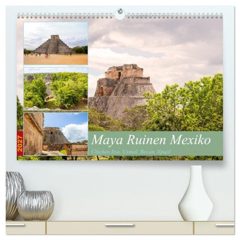 Maya Ruinen Mexiko (hochwertiger Premium Wandkalender 2027 DIN A2 quer), Kunstdruck in Hochglanz