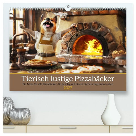 Tierisch lustige Pizzabäcker (hochwertiger Premium Wandkalender 2027 DIN A2 quer), Kunstdruck in Hochglanz