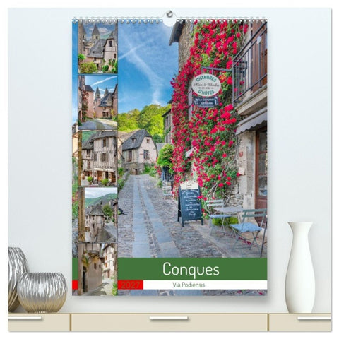 Conques - Via Podiensis (hochwertiger Premium Wandkalender 2027 DIN A2 hoch), Kunstdruck in Hochglanz