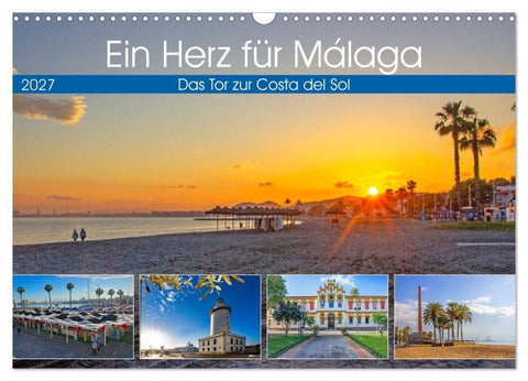 Ein Herz für Málaga (Wandkalender 2027 DIN A3 quer), CALVENDO Monatskalender