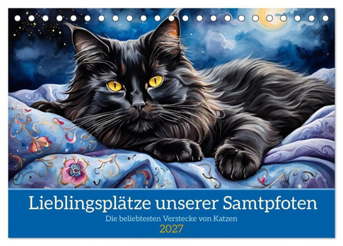 Lieblingsplätze unserer Samtpfoten (Tischkalender 2027 DIN A5 quer), CALVENDO Monatskalender