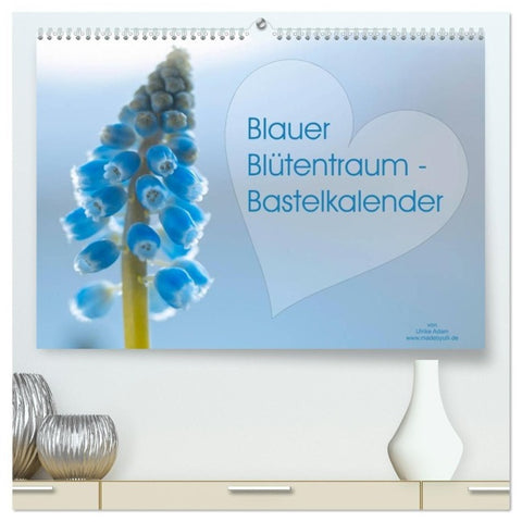 Blauer Blütentraum - Bastelkalender (hochwertiger Premium Wandkalender 2027 DIN A2 quer), Kunstdruck in Hochglanz