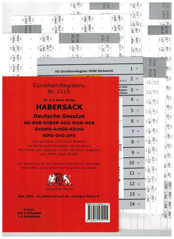 DürckheimRegister® HABERSACK, Gesetze und §§