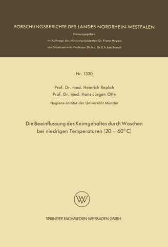 Die Beeinflussung des Keimgehaltes durch Waschen bei niedrigen Temperaturen (20–60°C)