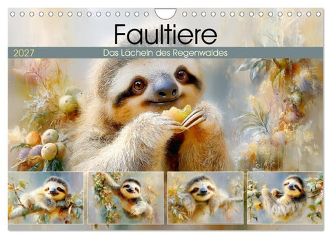 Faultiere. Das Lächeln des Regenwaldes (Wandkalender 2027 DIN A4 quer), CALVENDO Monatskalender