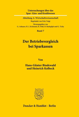 Der Betriebsvergleich bei Sparkassen.
